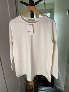 Cream Long Sleeve Crewneck Top